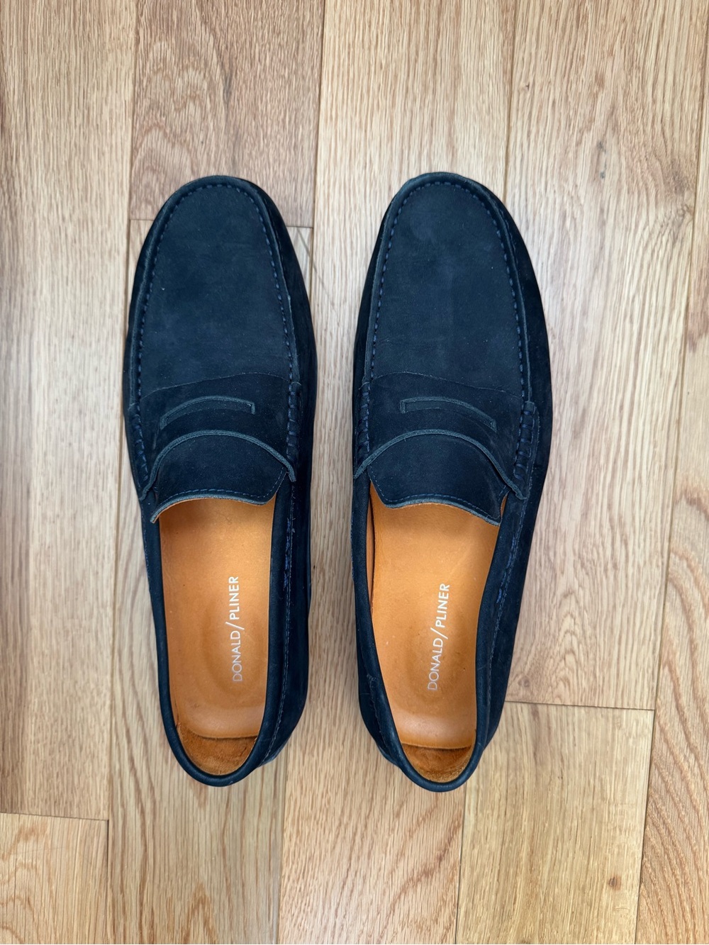 Donald J. Pliner Men's Navy Blue Suede Penny Loafers Driving Shoes Size 10M